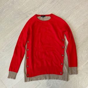 J Crew wool blend red and tan sweater, size XS